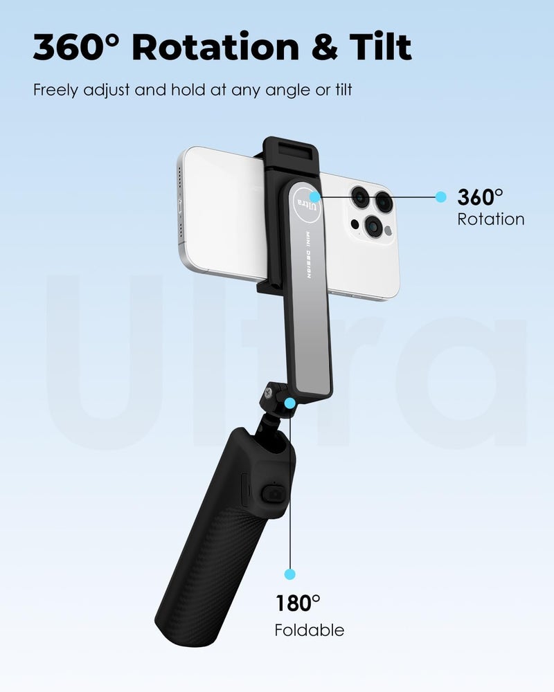 Viozon Aluminum Alloy Wireless Selfie Stick, Lightweight Extendable Pocket-Size Phone Stick with Remote, Compact Travel Selfie Stick Compatible with 4–7" Smartphones for Vlog/Film B - Image 5
